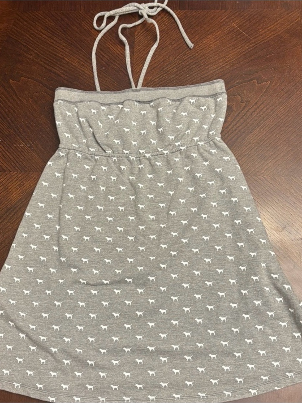 VS PINK Y2K Grey Halter Knit Dog Print Dress